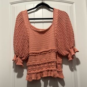 Entro Coral Knit Top with Textured Design
